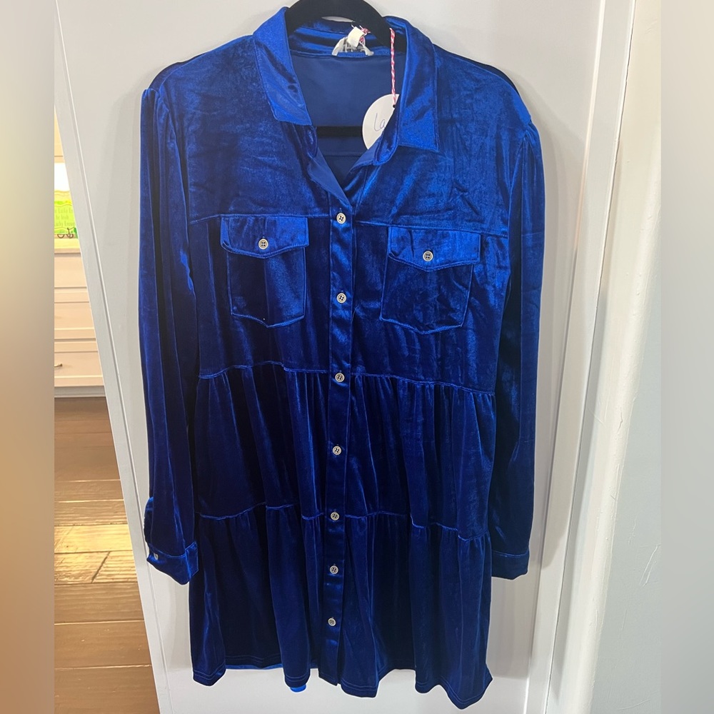 Royal Blue velvet tired dress